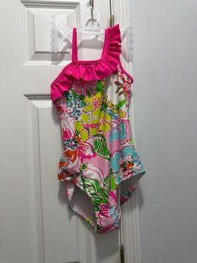 Lilly Pulitzer for Target Pink Floral Kids Swimsuit size xl (14-16)